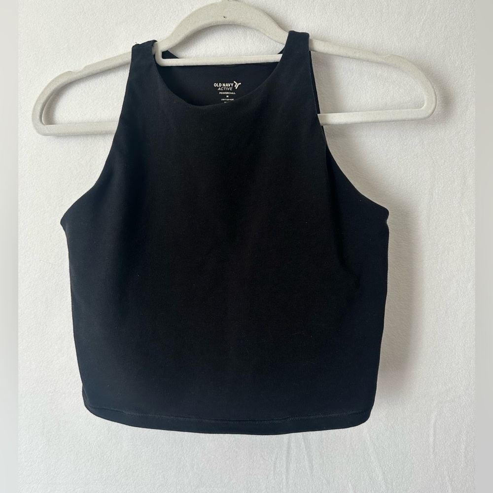 Old Navy PowerChill Longline Black Sports Bra – Light Support – Women’s Size M
